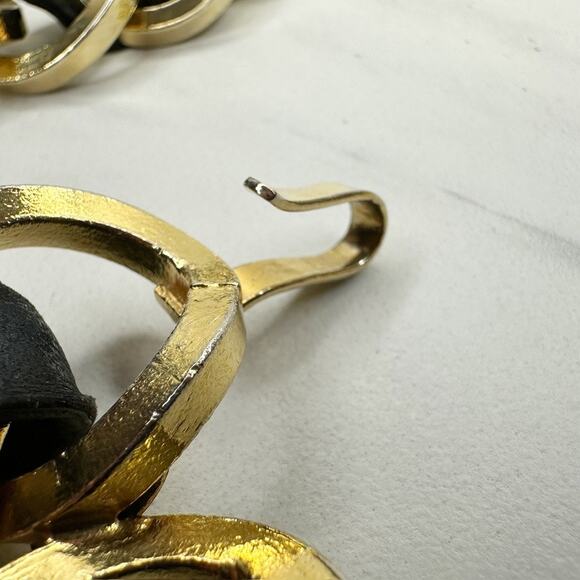 CHANEL 1991 Runway Black Leather Gold Chain Belt XS/Small Made France ?✨ main image 10